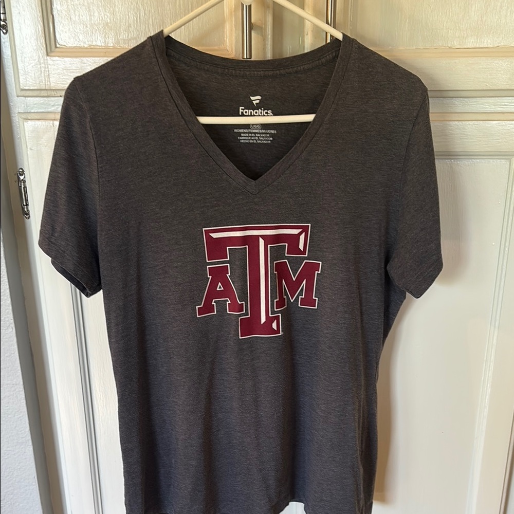 Fanatics Gray V-Neck T-Shirt with Maroon Logo